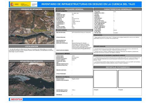 inventario de infraestructuras en desuso en la cuenca del tajo