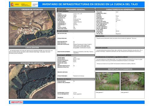 inventario de infraestructuras en desuso en la cuenca del tajo