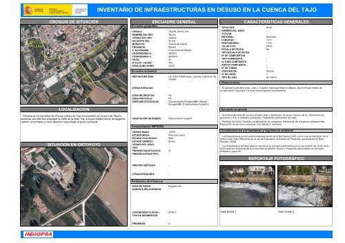 inventario de infraestructuras en desuso en la cuenca del tajo