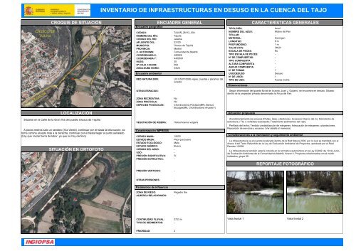 inventario de infraestructuras en desuso en la cuenca del tajo