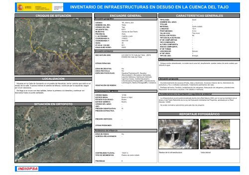 inventario de infraestructuras en desuso en la cuenca del tajo