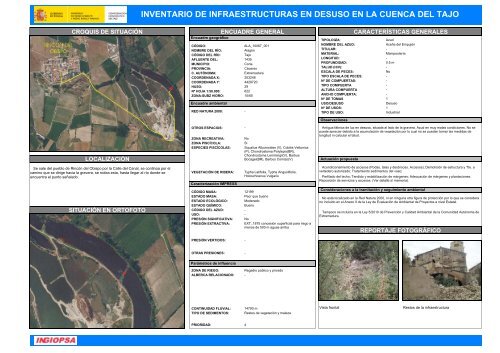 inventario de infraestructuras en desuso en la cuenca del tajo