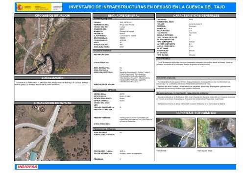 inventario de infraestructuras en desuso en la cuenca del tajo