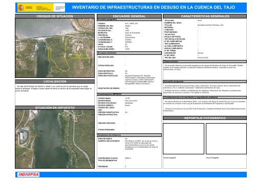 inventario de infraestructuras en desuso en la cuenca del tajo