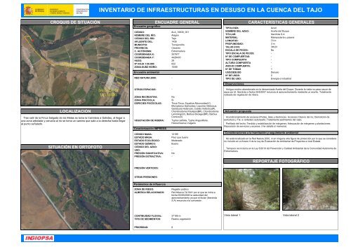 inventario de infraestructuras en desuso en la cuenca del tajo