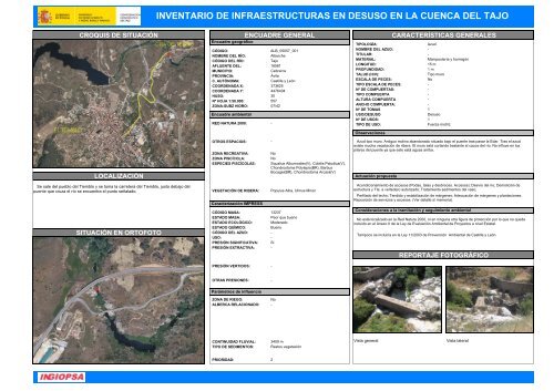 inventario de infraestructuras en desuso en la cuenca del tajo