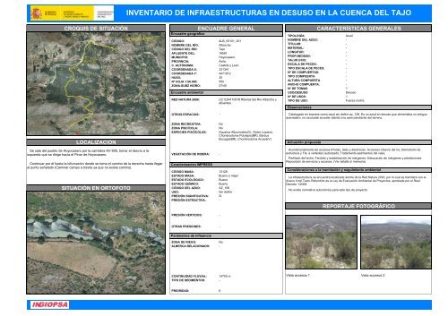 inventario de infraestructuras en desuso en la cuenca del tajo