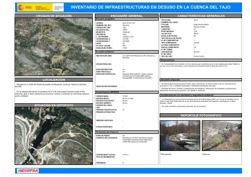 inventario de infraestructuras en desuso en la cuenca del tajo