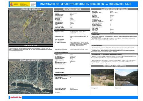 inventario de infraestructuras en desuso en la cuenca del tajo