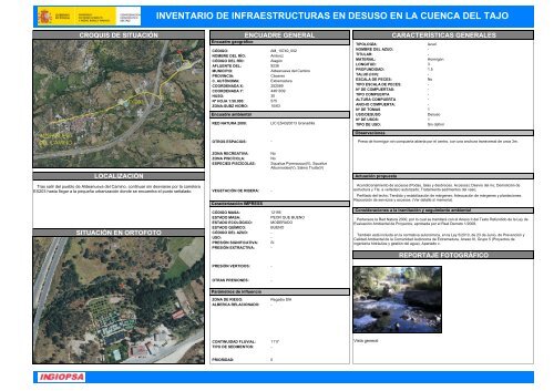 inventario de infraestructuras en desuso en la cuenca del tajo