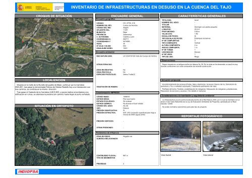 inventario de infraestructuras en desuso en la cuenca del tajo