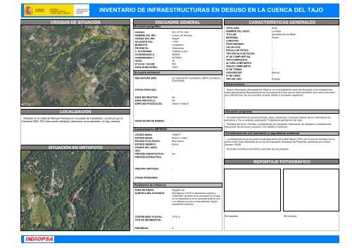 inventario de infraestructuras en desuso en la cuenca del tajo