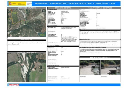 inventario de infraestructuras en desuso en la cuenca del tajo