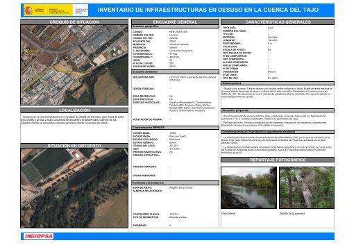 inventario de infraestructuras en desuso en la cuenca del tajo