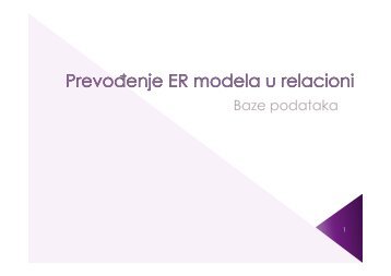 Prevodjenje ER modela u relacioni