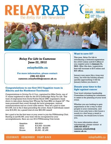 Relay For Life in Camrose June 22, 2012 relayforlife.ca - Canadian ...