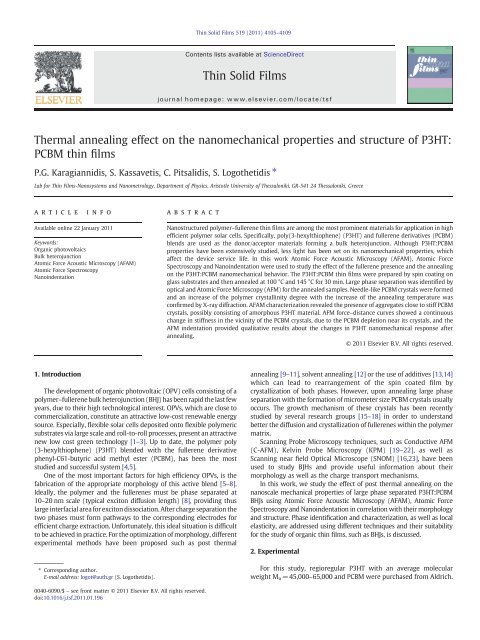 Thermal annealing effect on the nanomechanical properties and ...