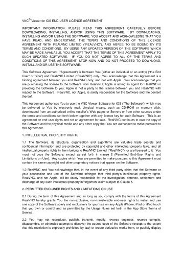 VNC Viewer for iOS END-USER LICENCE AGREEMENT ... - RealVNC