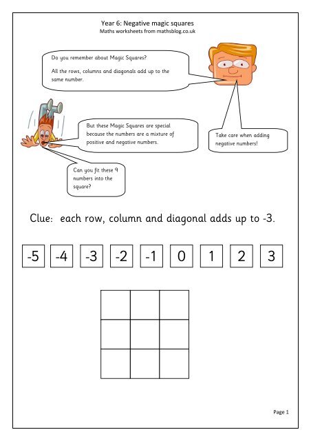 Magic square negative numbers - Maths Blog