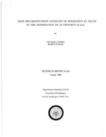 Technical Report no. 84 - Statistics - University of Washington