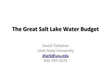 The Great Salt Lake Water Budget - Great Salt Lake Advisory Council