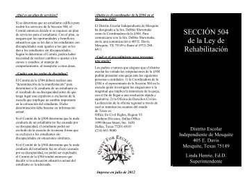 Section 504 Brochure 12-13 - Spanish - Mesquite ISD