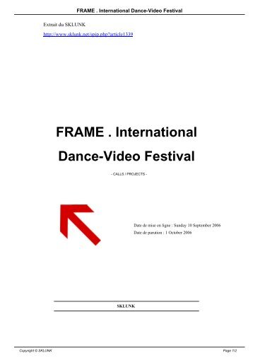 FRAME . International Dance-Video Festival - Sklunk