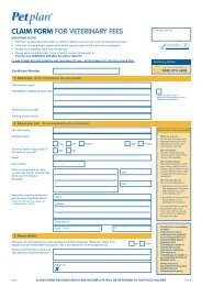 CLAIM FORM FOR VETERINARY FEES - Petplan