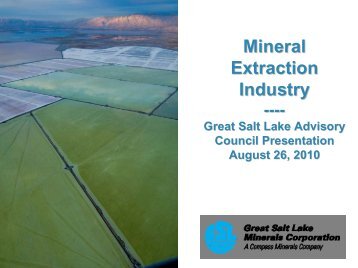 Mineral Extraction Industry - Great Salt Lake Advisory Council