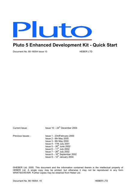 Pluto 5 Development Kit Quick Start Guide Heber