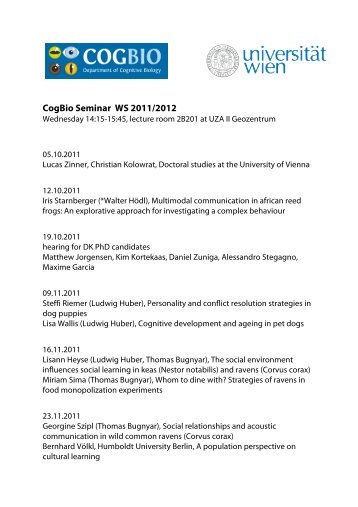 CogBio Seminar WS 2011/2012 - PhD Programme Cognition and ...