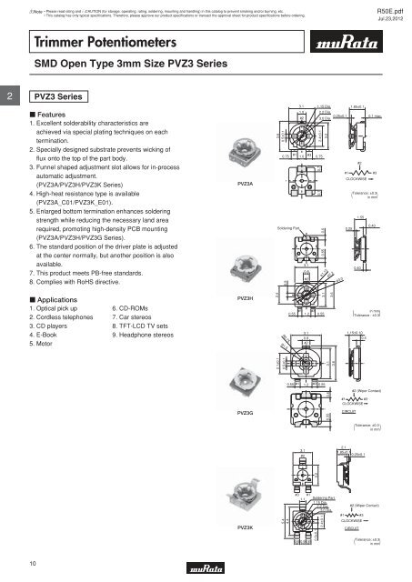 Trimmer Potentiometers (PDF: 1.4MB) - Murata