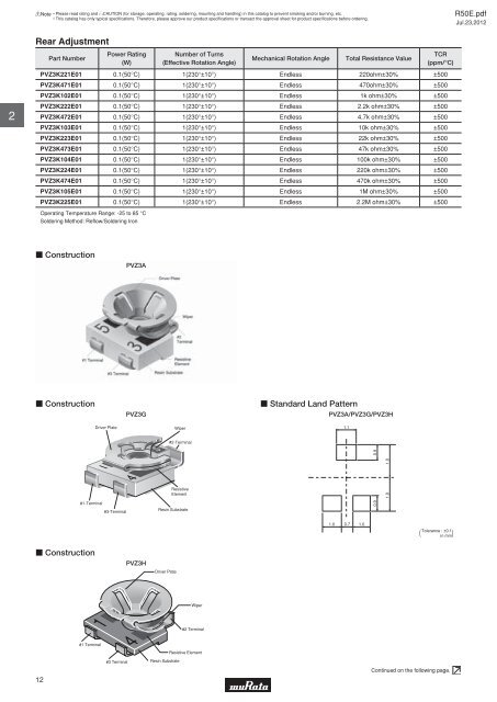 Trimmer Potentiometers (PDF: 1.4MB) - Murata