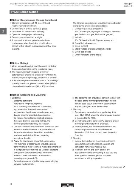 Trimmer Potentiometers (PDF: 1.4MB) - Murata