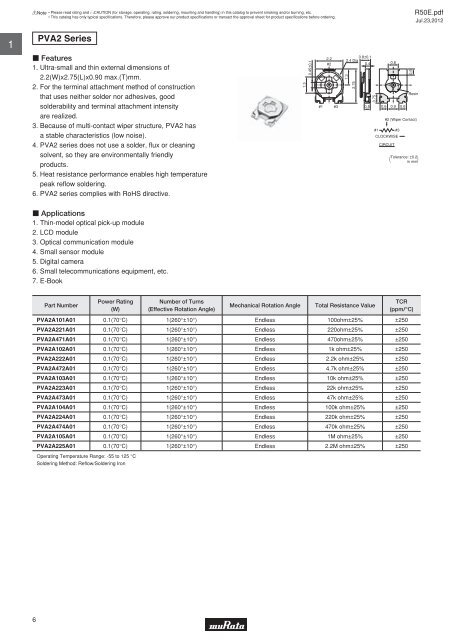 Trimmer Potentiometers (PDF: 1.4MB) - Murata