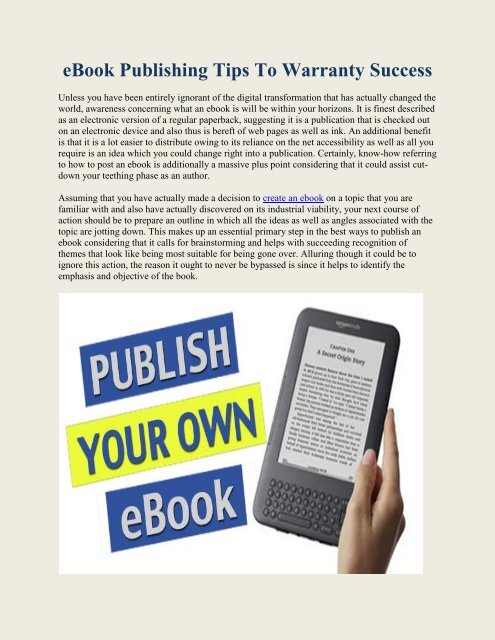 eBook Publishing Tips To Warranty Success
