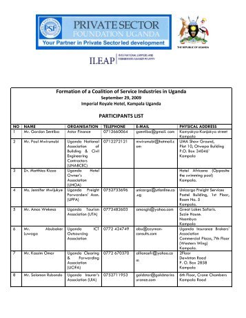 Participants List - ILEAP