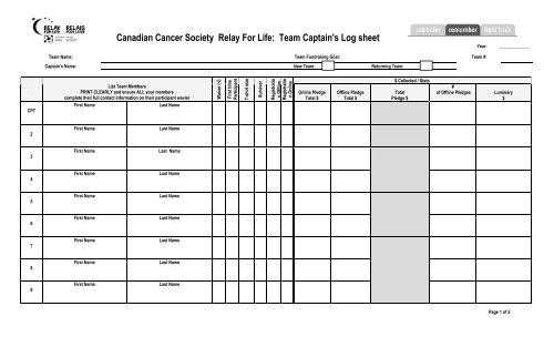 Relay For Life T Shirt Size Chart