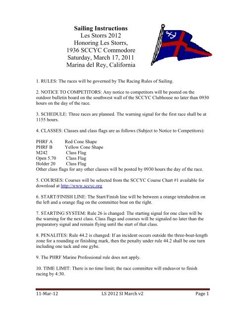 Notice of Race - SCCYC