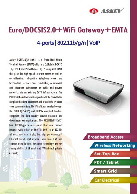 Euro/DOCSIS2.0+WiFi Gateway+EMTA - Askey Computer