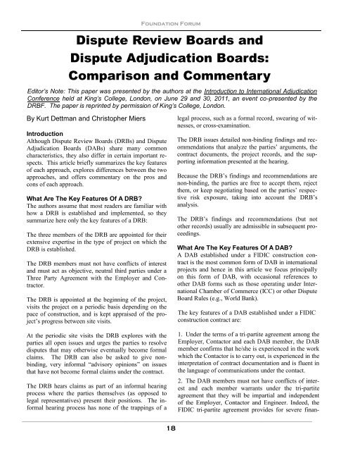 DRBs Down Under - Dispute Resolution Board Foundation