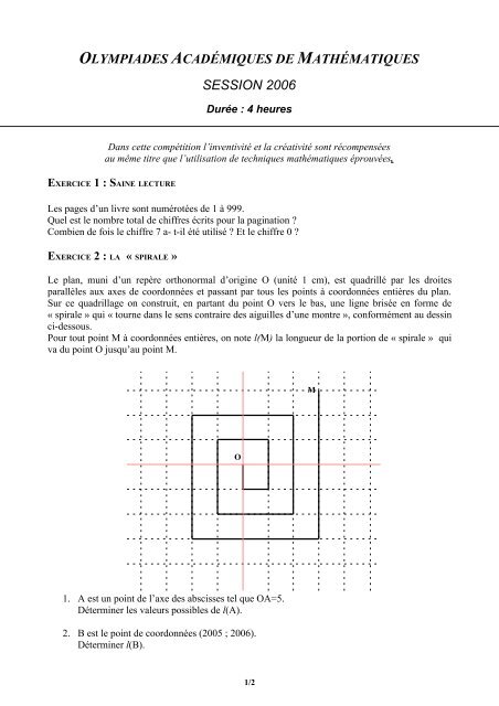 Exercice 1 : La « spirale » - Académie de Montpellier