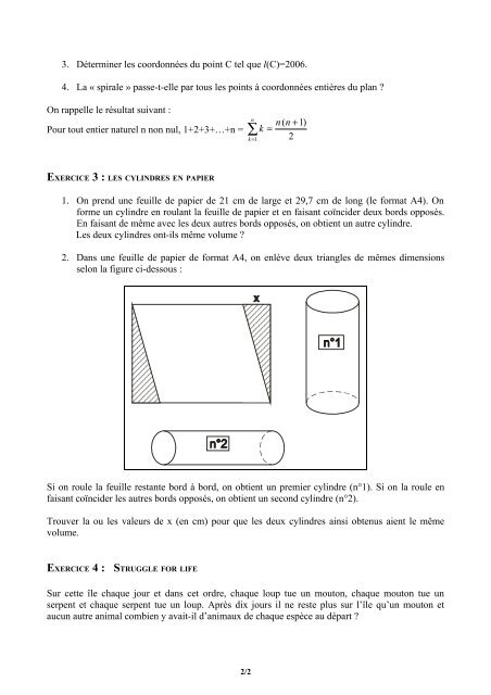 Exercice 1 : La « spirale » - Académie de Montpellier