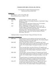 to view this professor's Curriculum Vitae - Southeastern Baptist ...