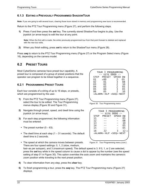 CyberDome Programming Manual - UTCFS Global Security Products