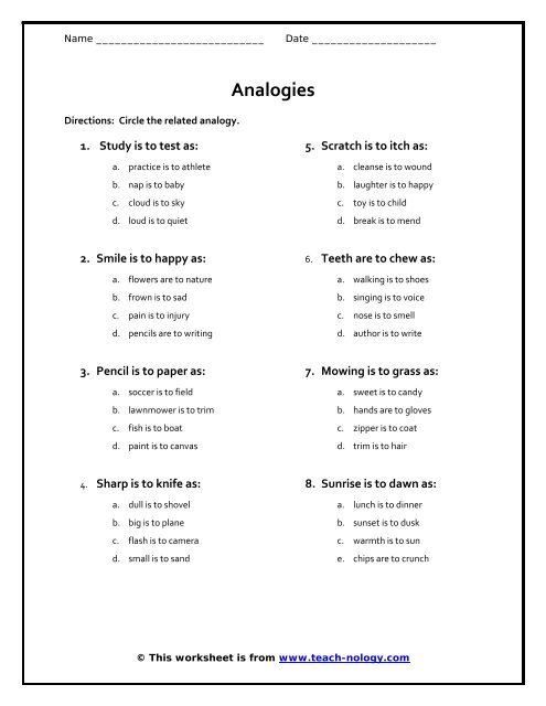 Analogies 3 - Teach-nology