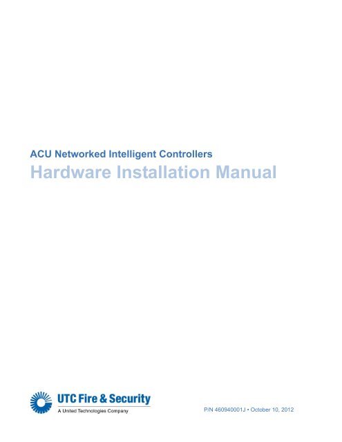 Acu Networked Intelligent Controllers Hardware Installation Manual