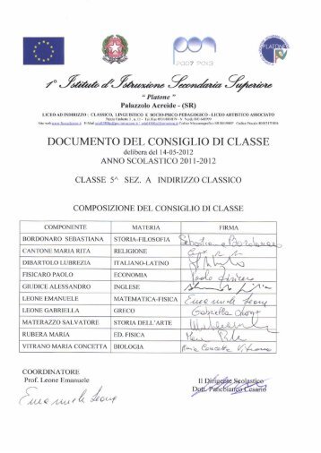 SINTETICA DESCRIZIONE DELLA SCUOLA - Liceo Platone