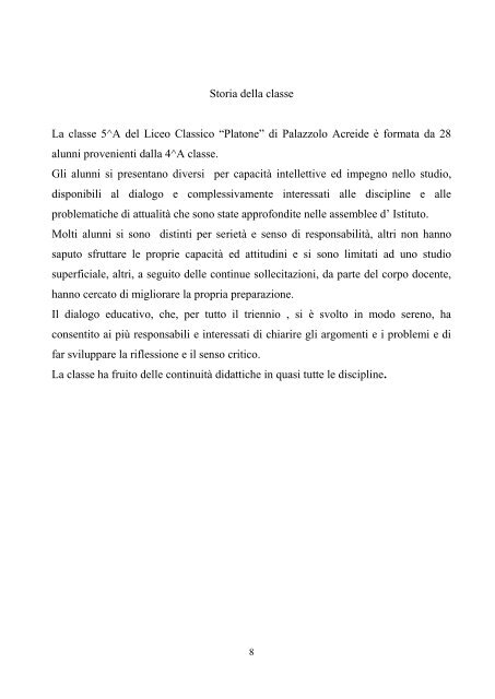 SINTETICA DESCRIZIONE DELLA SCUOLA - Liceo Platone