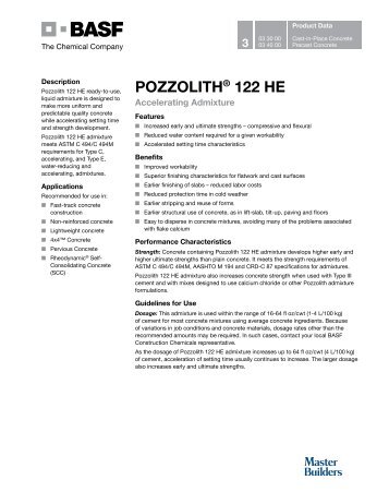 POZZOLITH® 122 HE - BASF Construction Chemicals